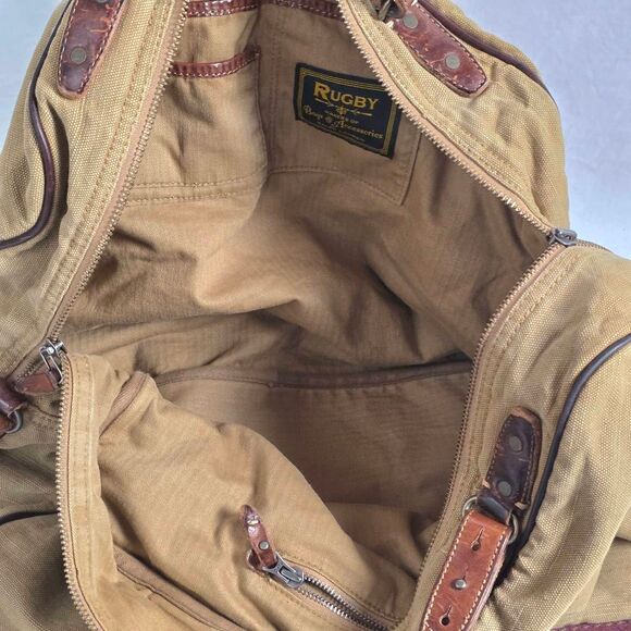 Rugby Ralph Lauren Canvas Leather Weekender Duffle Bag - Picture 6 of 12